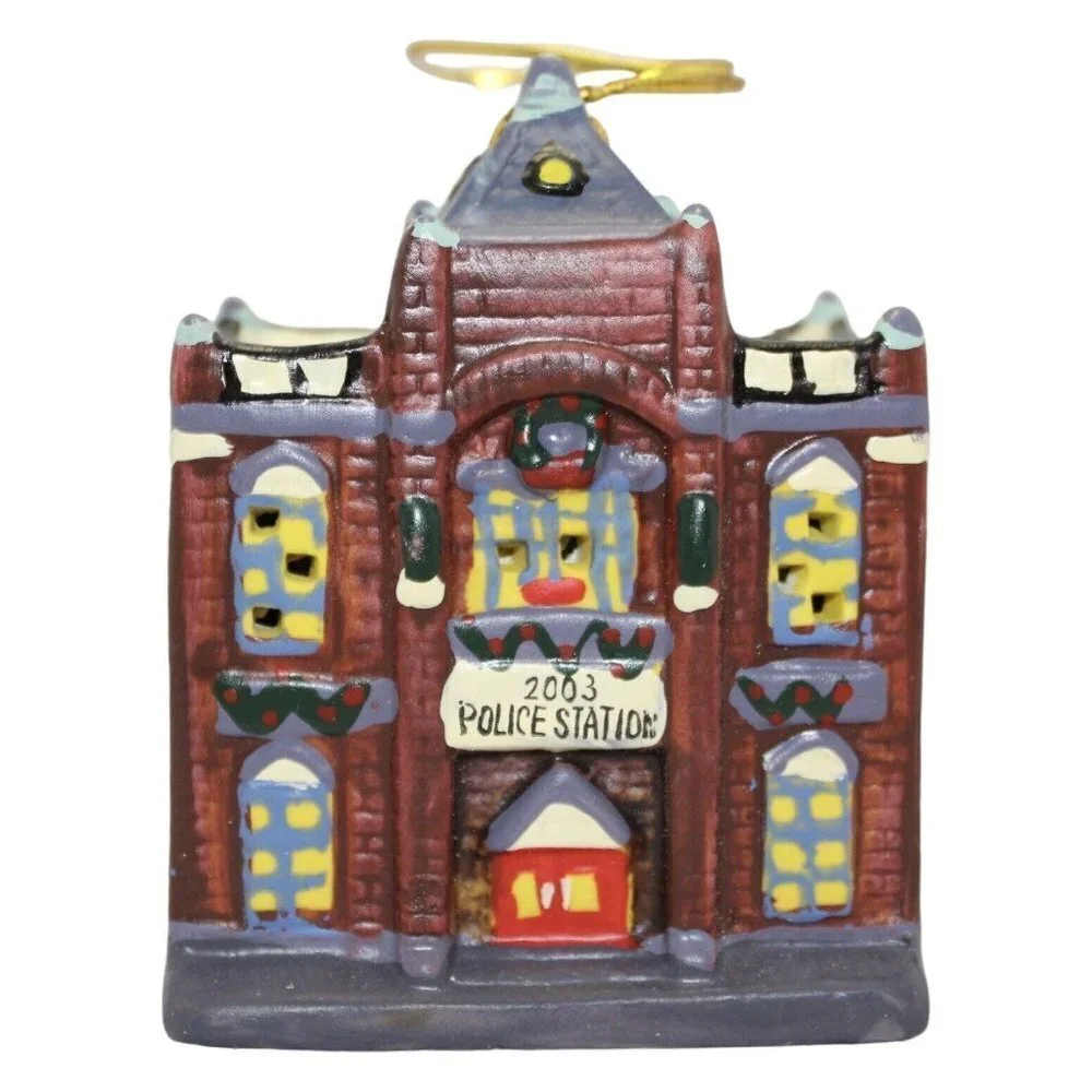 Vintage Collectible Badcock Furniture Police Station Hand-Painted‎ Bell Ornament